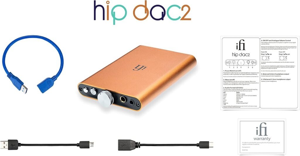 iFi Hip-dac2 - Portable Balanced DAC Headphone Amplifier for Android, iPhone with USB Input Only/Outputs: 3.5mm Unbalanced / 4.4mm Balanced – MQA Decoder